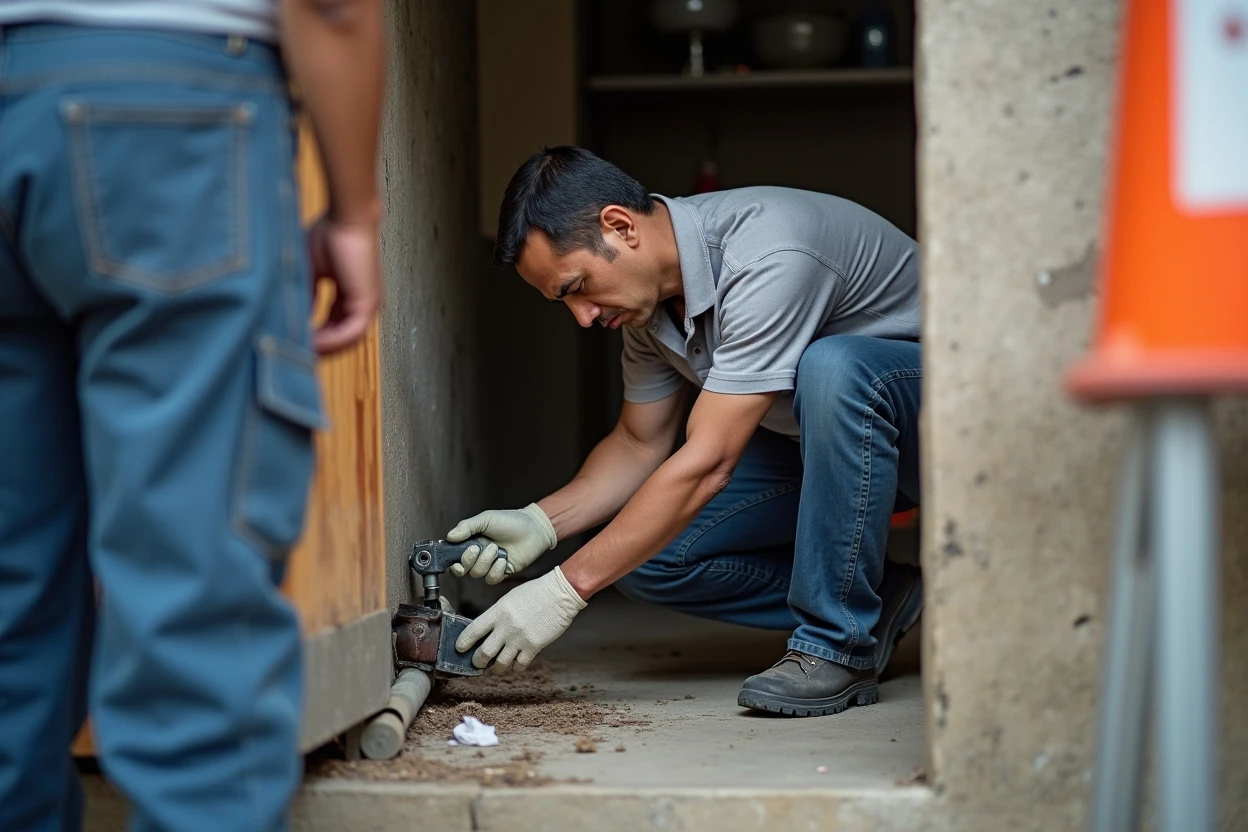 Inspección de tuberías en área común de edificio